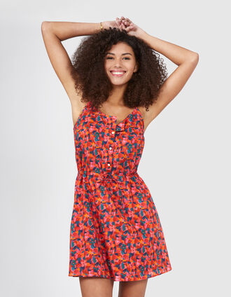 I.Code flash candy dress with red flowers print