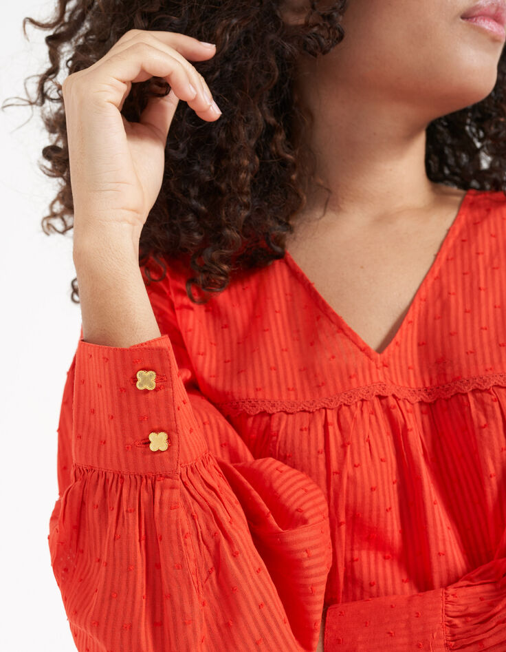Bluse, Pünktchen-Jacquard, in Spicy Orange I.Code-4 Bluse, Pünktchen-Jacquard, in Spicy Orange I.Code-4
