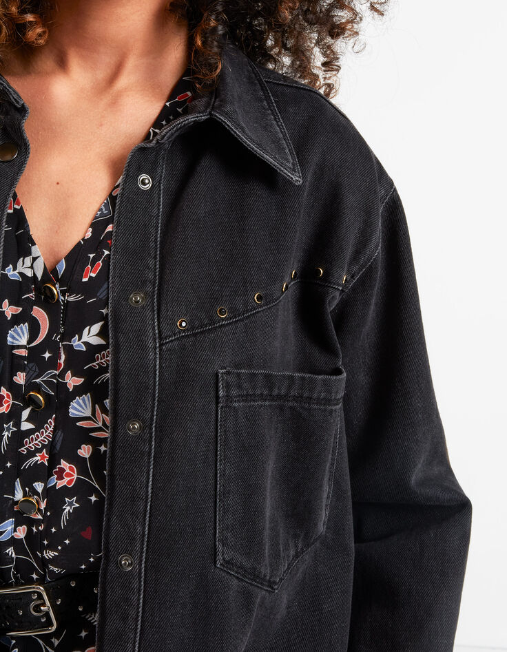Sobrecamisa vaquera negra con tachuelas I.Code -5