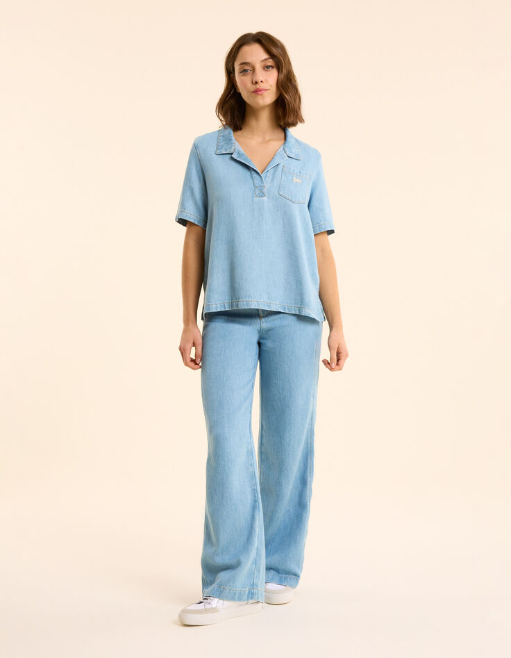 Top en jean bleu esprit vareuse I.Code-5