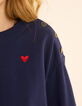 Marine sweater geborduurd hart I.Code-6