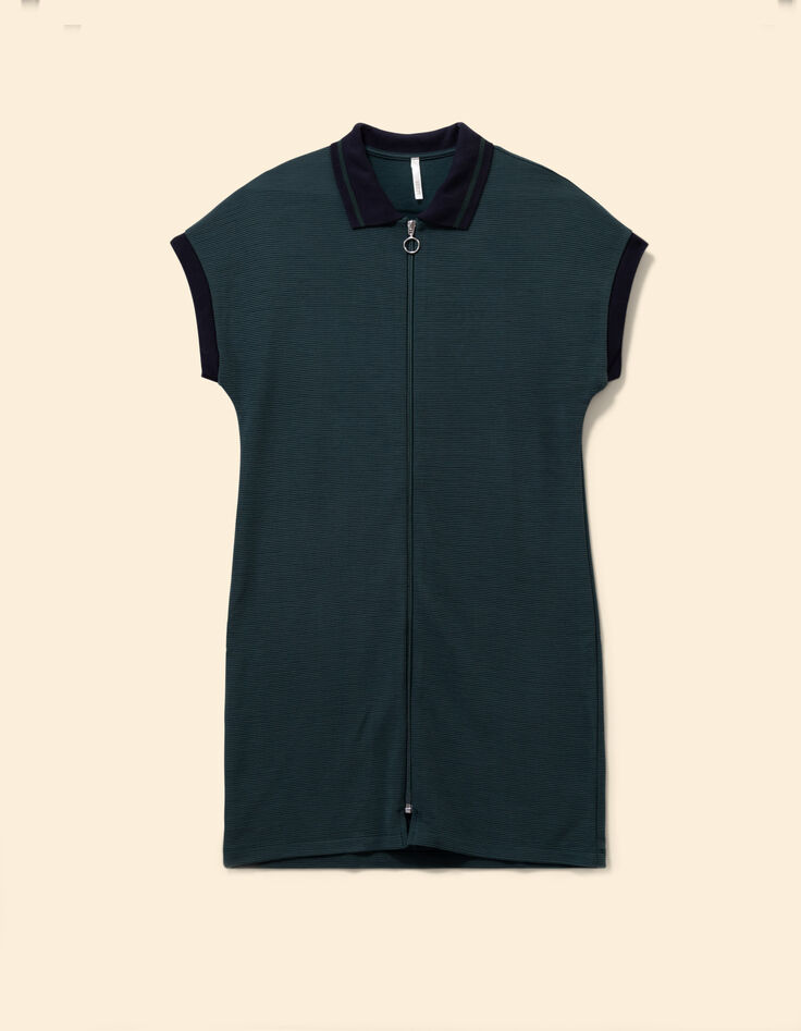 I.Code green zipped dress with polo collar-7