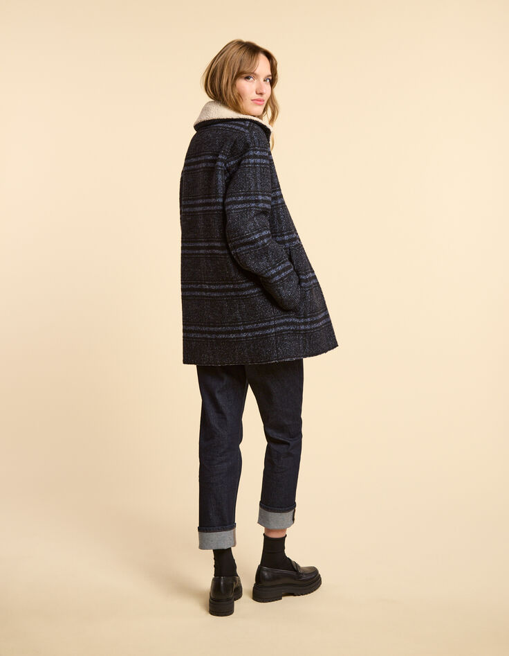 I.Code navy check coat-4 I.Code navy check coat-4