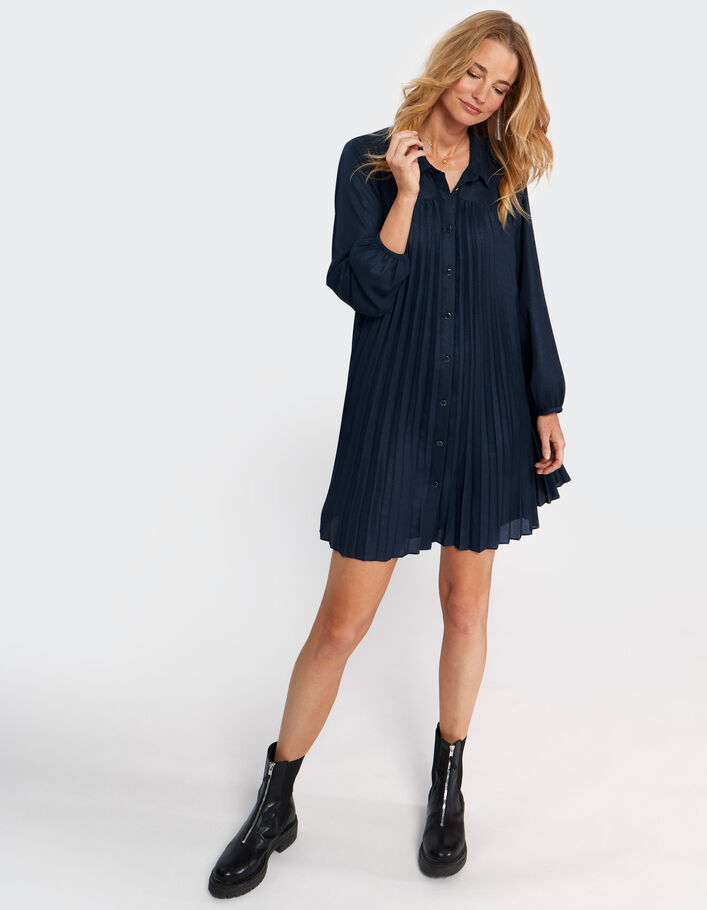 Robe marine irisée plissée I.Code-1