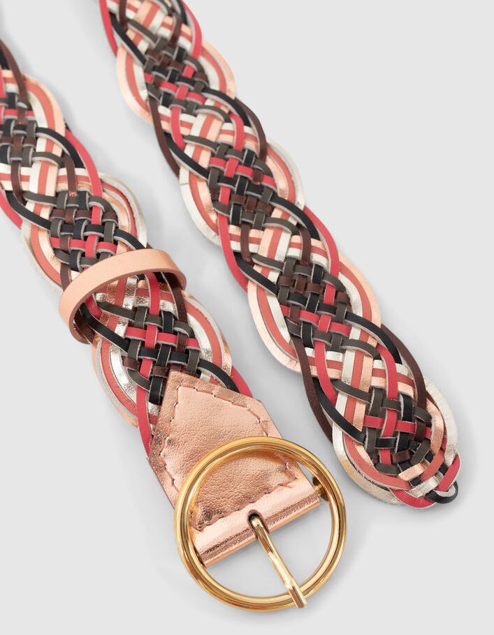 Cinturón ancho rosa cobrizo cuero trenzado I.Code - I.CODE