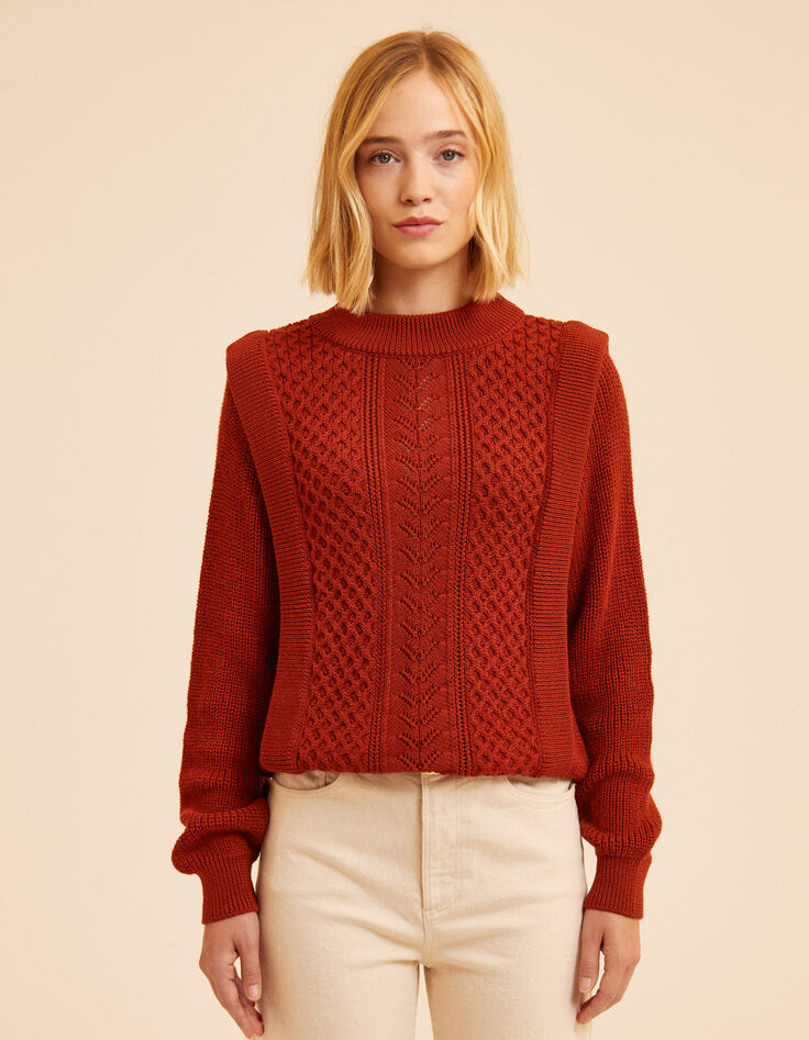 Pull brique tricot fantaisie I.Code-2