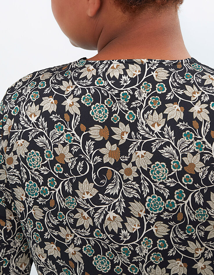 Top negro estampado flores retro I.Code-4