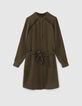 Kaki Damen-Kleid recycelt Spitzeneinsatz Ton-in-Ton-6