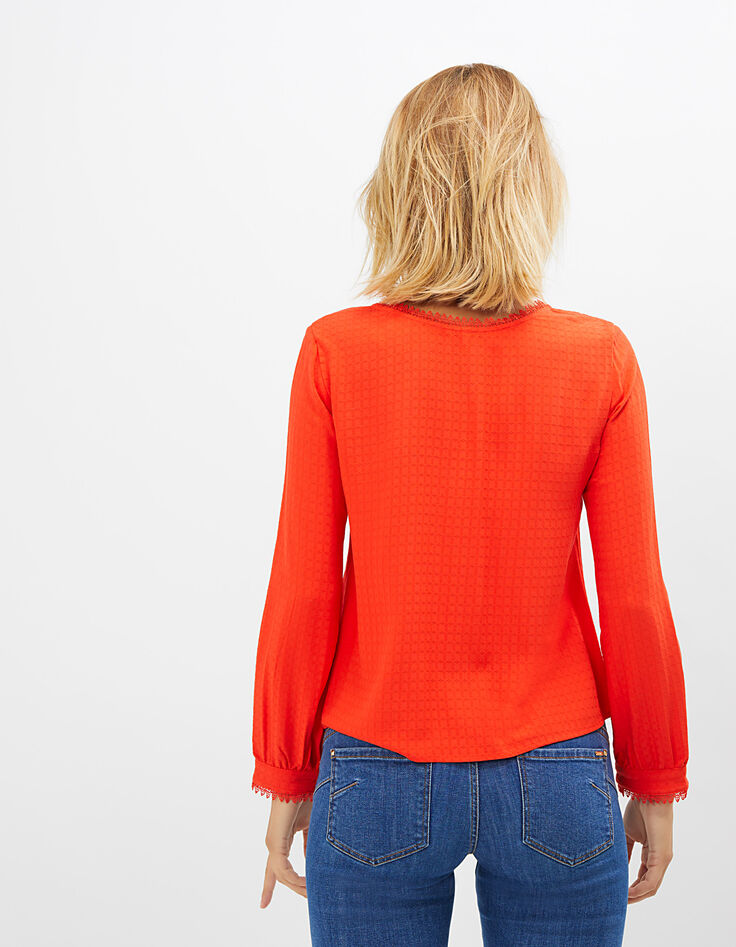 Klaproosrode blouse kantafwerking I.Code-4 Klaproosrode blouse kantafwerking I.Code-4
