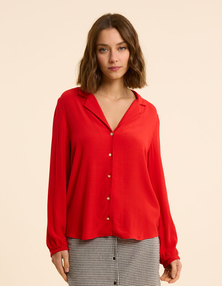 Chemise rouge fluide détail tresses I.Code-4