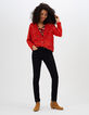 Mohnrote gestreifte Mohair-Strickjacke I.Code-6