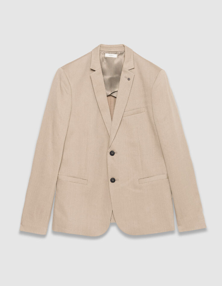 Dunkelbeige Anzugjacke aus Leinen f&uuml;r Herren-6