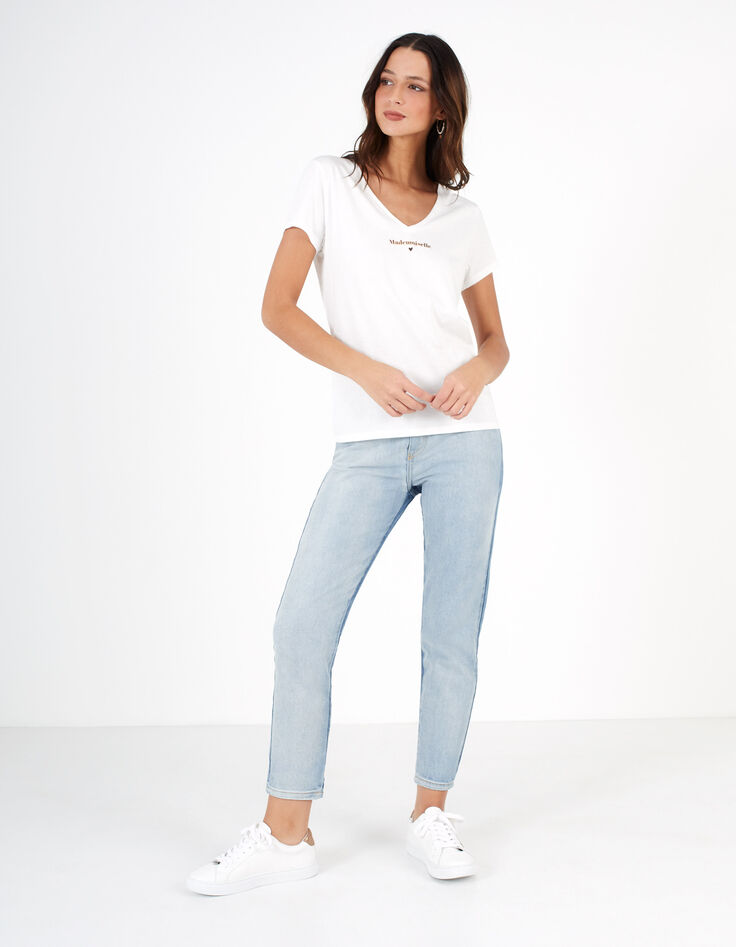 Camiseta blanco roto algodón mensaje corazón I.Code -7