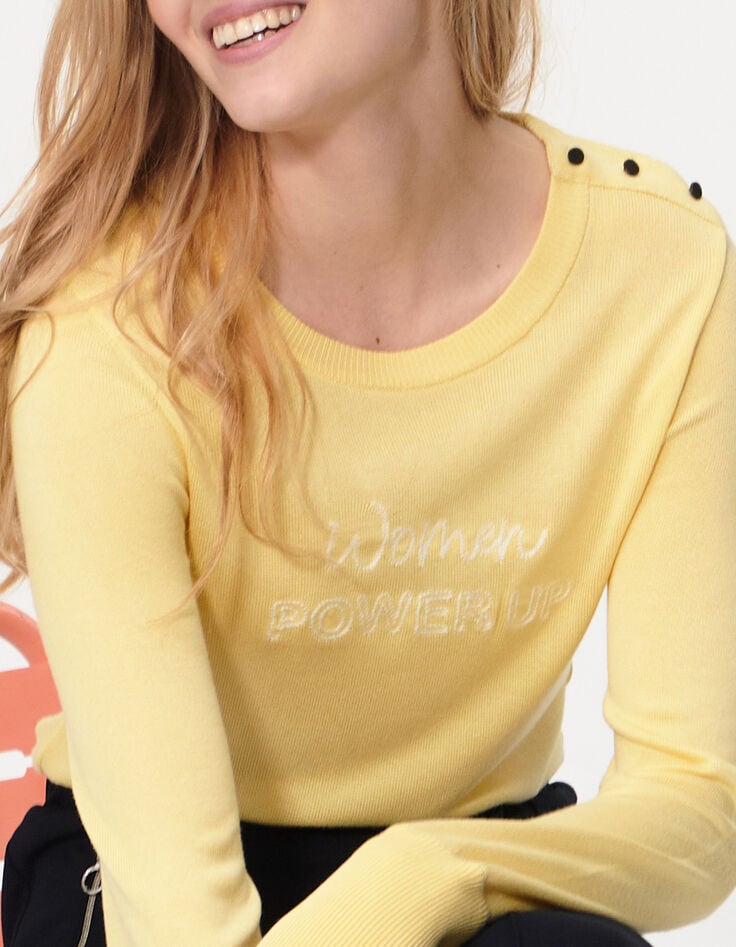 I.Code yellow sorbet knit sweater with embroidered slogan-2 I.Code yellow sorbet knit sweater with embroidered slogan-2