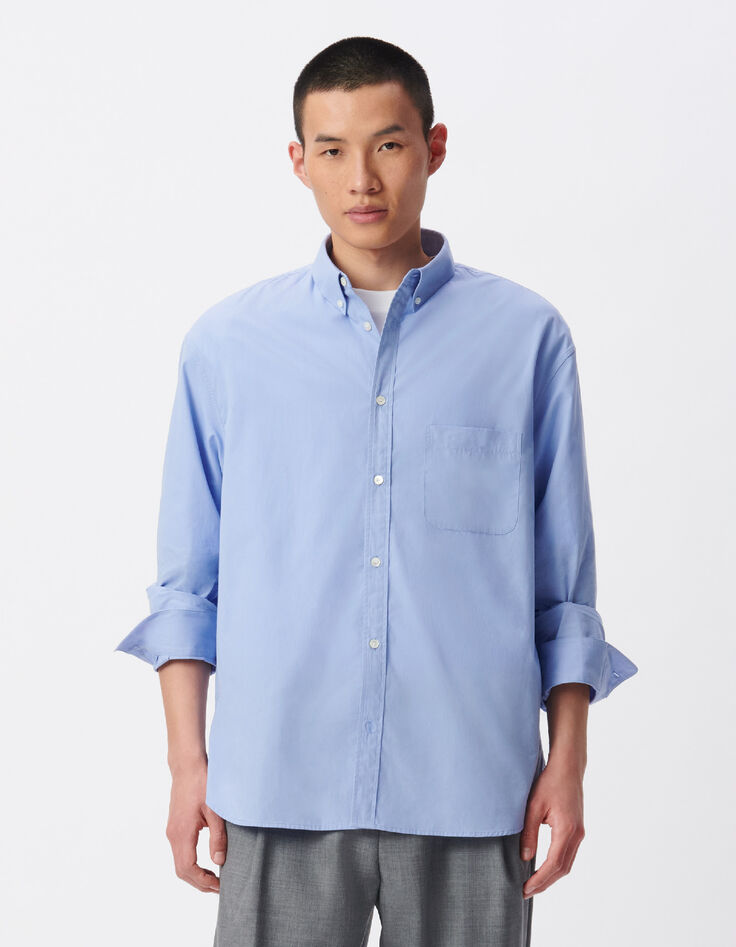 Loses Hemd blau Bio-Baumwolle Herren-5