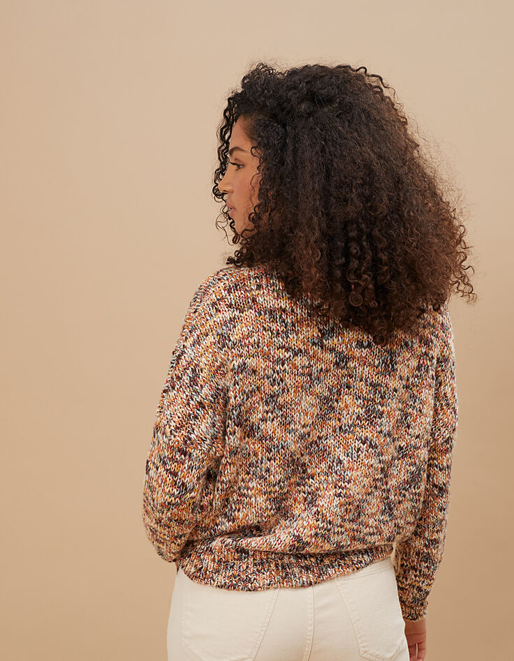 Rozenhout trui opstaande hals gemengd tricot I.Code-4