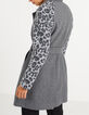 Manteau gris moyen manches motif léopard I.Code-2