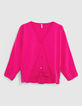 Magentarte Bluse mit Zipfelsaum i.Code-1