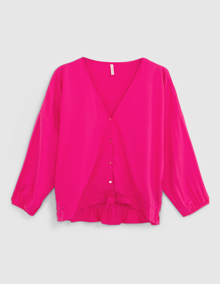 Magentarte Bluse mit Zipfelsaum i.Code-1