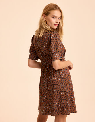 I.Code camel dress with black flower print