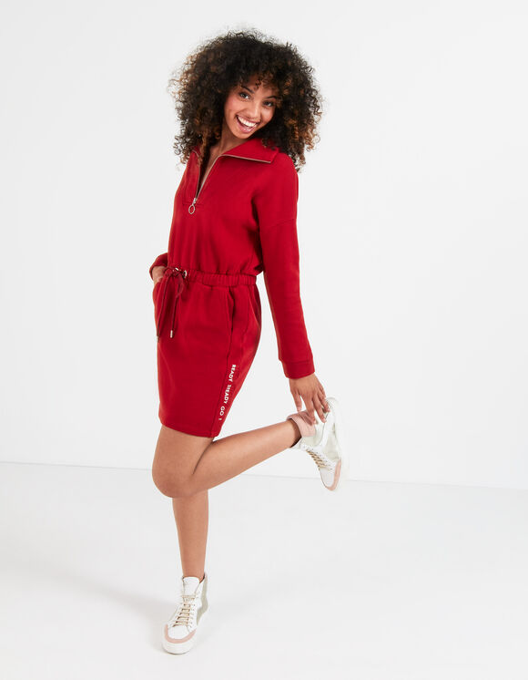 Robe sweat candy red à col camionneur I.Code