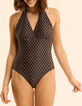 Maillot de bain 1-pi&egrave;ce noir imprim&eacute; floral c&oelig;ur I.Code-2