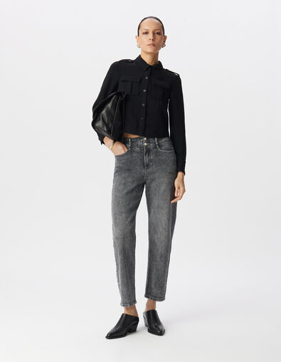 Graue Slouchy-Damenjeans in Crop-L&auml;nge aus BCI-Baumwolle - IKKS
