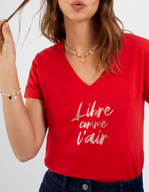 Camiseta cereza mensaje metalizado I.Code