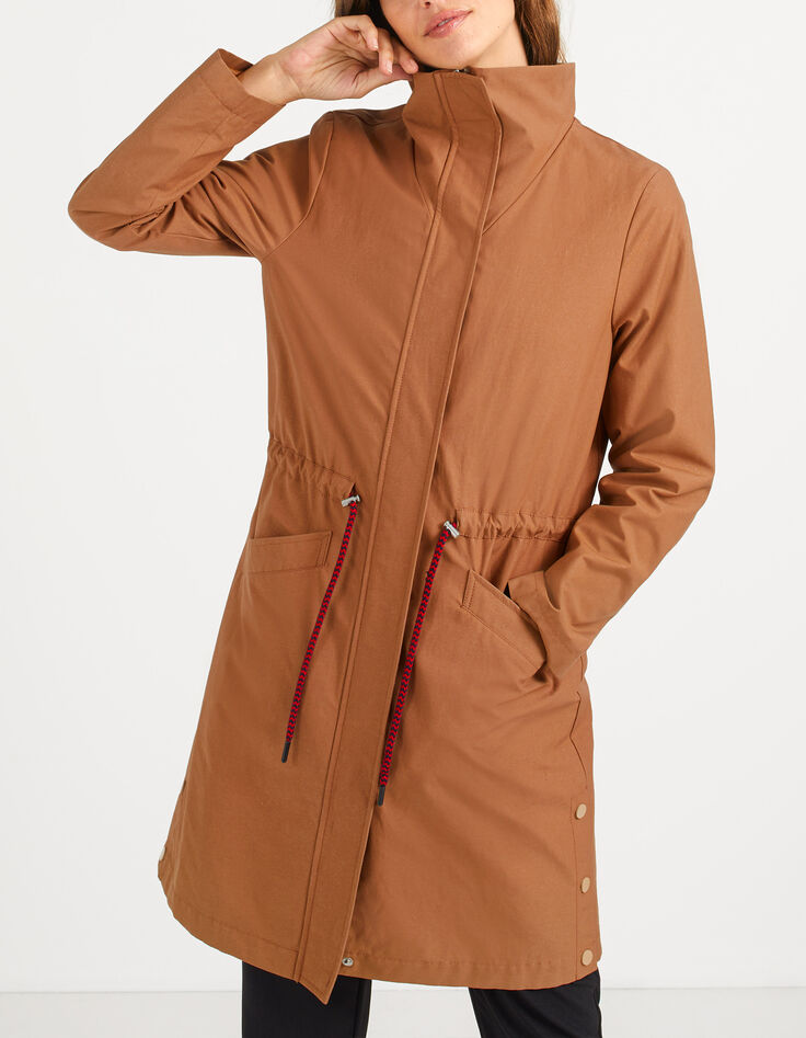 Parka 2 en 1 caramelo con plumas sin mangas I.Code-2