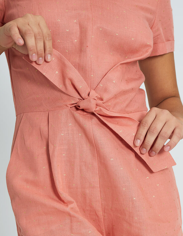 Combi short pastèque en lin imprimé or I.Code-5