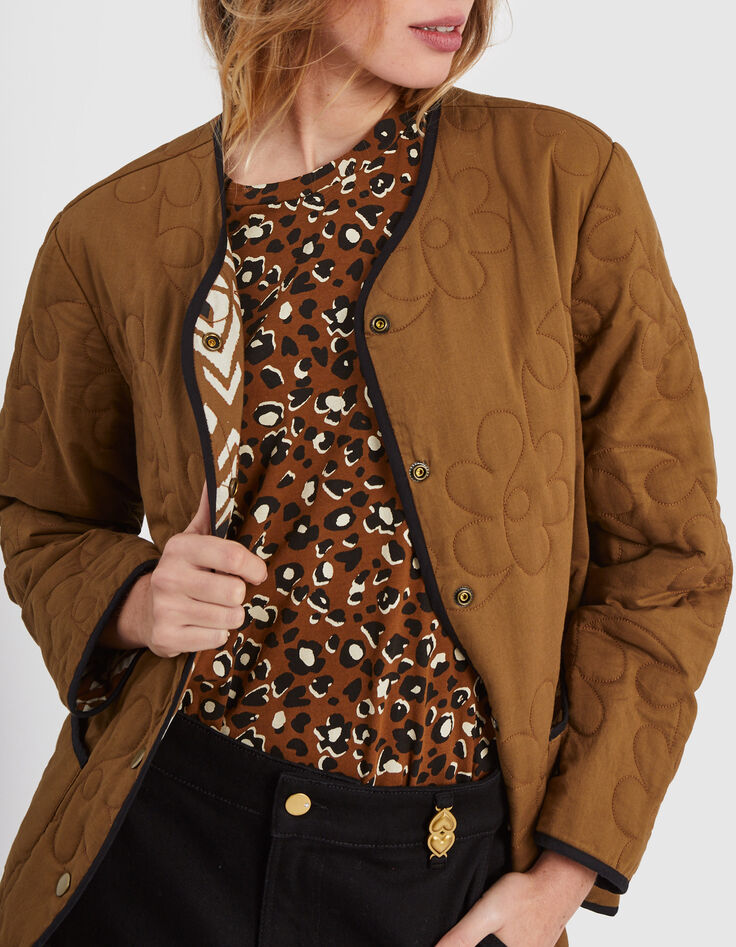 Omkeerbare jas camel en etnisch motief I.Code-2