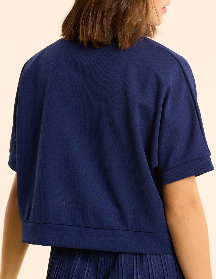 Top zipp&eacute; indigo maille technique I.Code-2