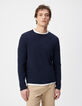 Marineblauer Feinstrick-Pullover f&uuml;r Herren mit Rollkanten-4