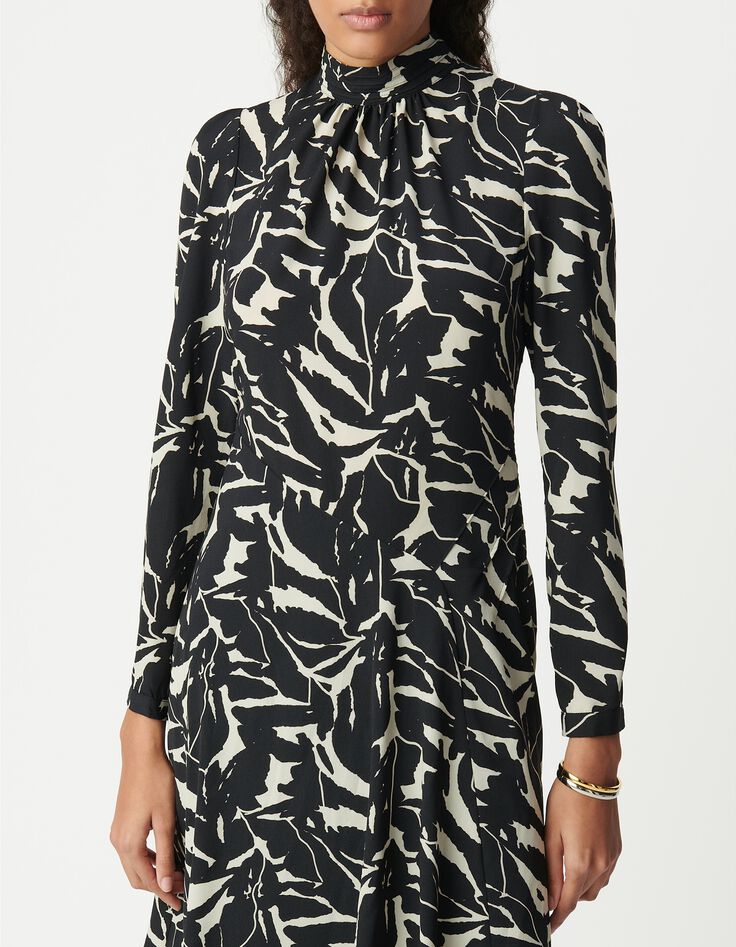 Schwarzes Kleid mit Zebra-Blumenmuster f&uuml;r Damen-2
