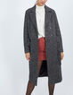 Manteau noir long et chiné avec ceinture I.Code-1