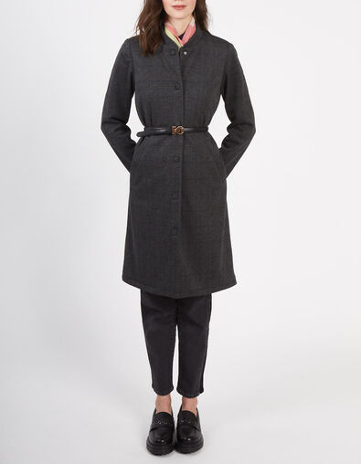 I.Code light grey check coat