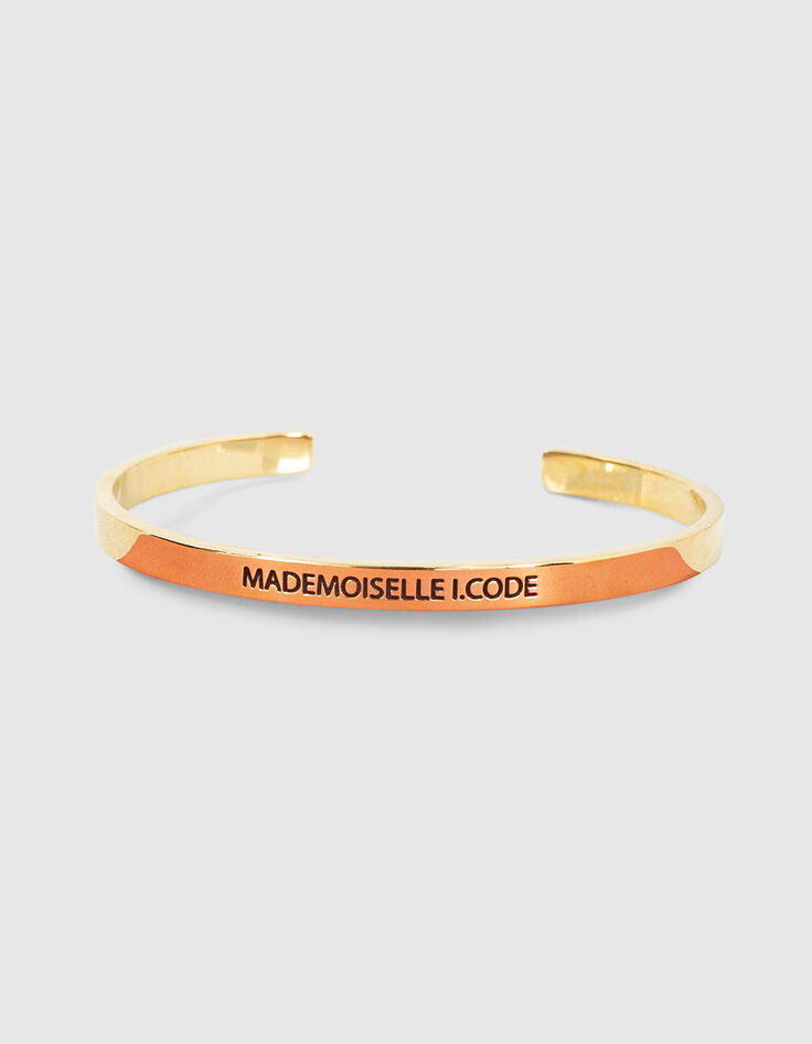 Bangle Up x I.Code engraved gold metal fine bangle-2