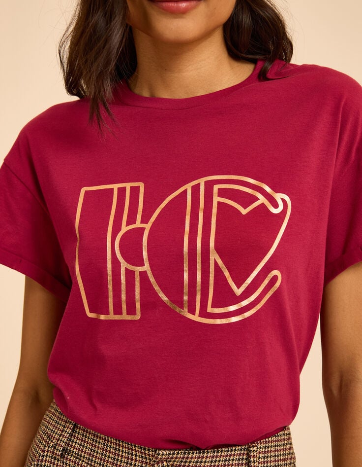 Roze T-shirt koper monogram I.Code-3 Roze T-shirt koper monogram I.Code-3