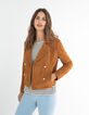 Veste caban court camel en cuir velours I.Code-7