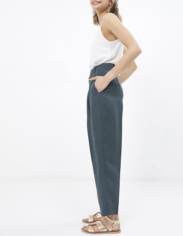 Wijde graniet broek jacquard vierkantjes I.Code-1