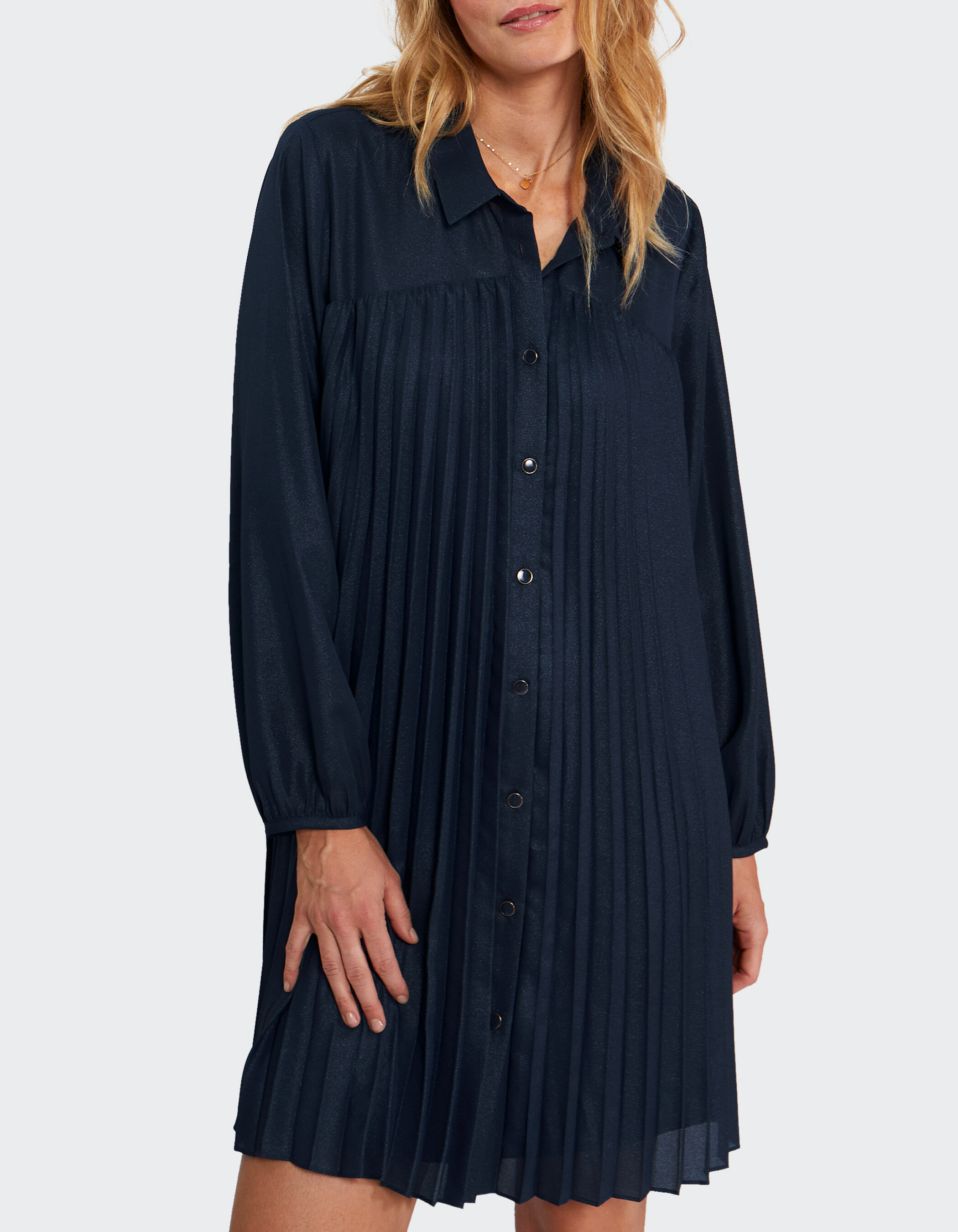 Robe marine irisee plissee I.Code