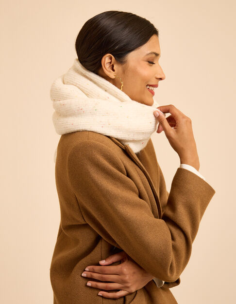 I.Code ecru dupioni knit scarf