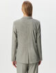 Grauer Damenblazer mit rosa Streifen-3