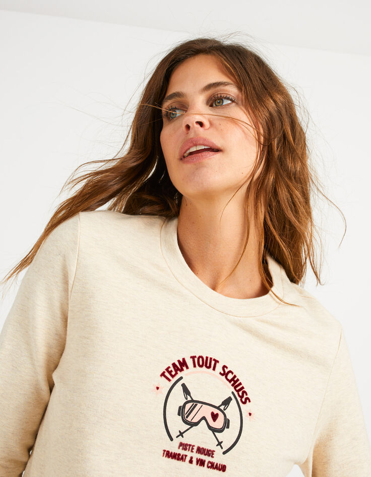 I.Code ecru ski mask image sweatshirt-1