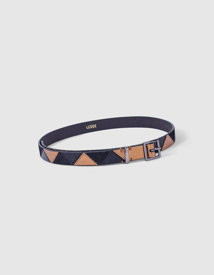 Ceinture noire en cuir Façon patchwork I.Code-5 Ceinture noire en cuir Façon patchwork I.Code-5