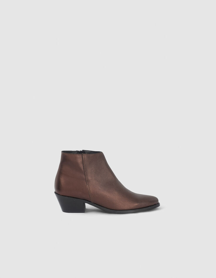 Boots terre brûlée en cuir métallisé I.Code-1