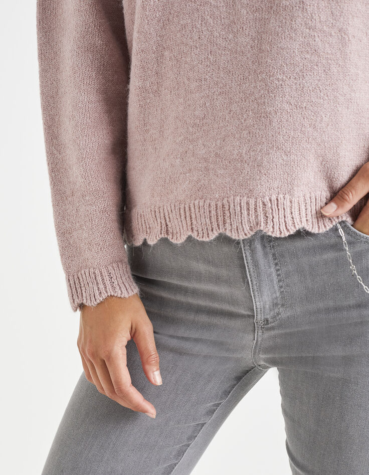 Pull sweet pink tricot bords-côtes fantaisie I.Code-4