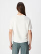 Wei&szlig;es T-Shirt Bio-Baumwolle visuelle Palmen und Sonne Damen-3