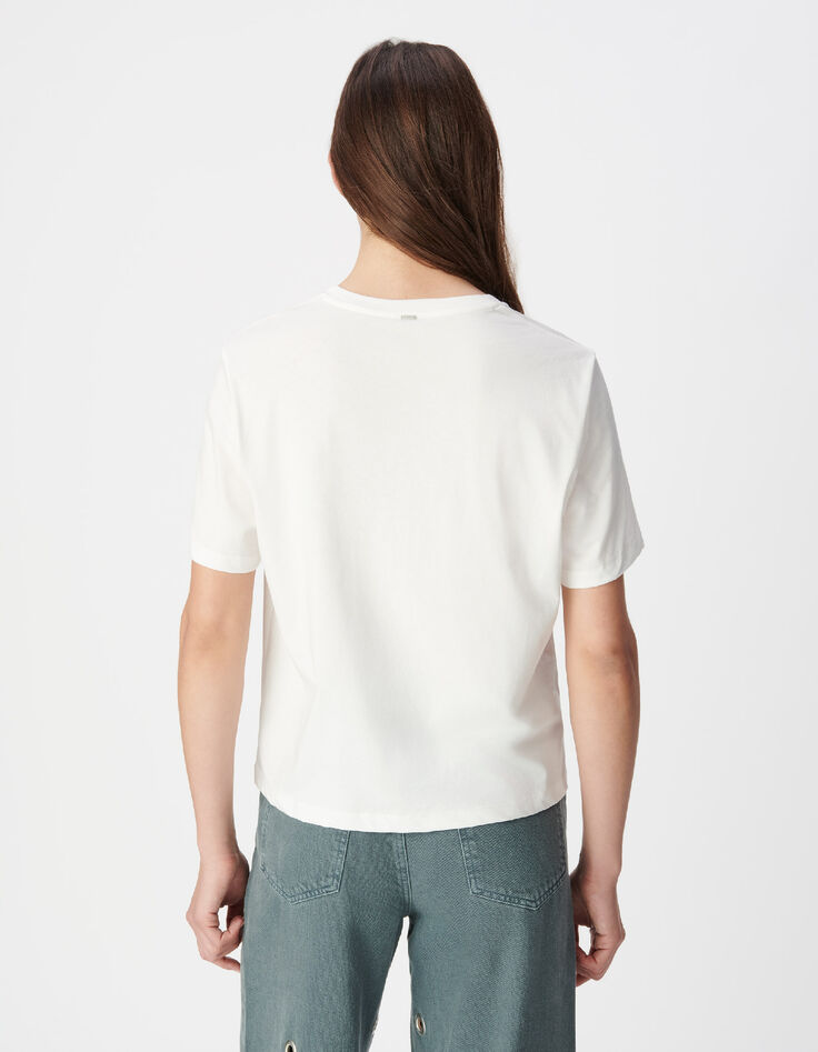 Wei&szlig;es T-Shirt Bio-Baumwolle visuelle Palmen und Sonne Damen-3