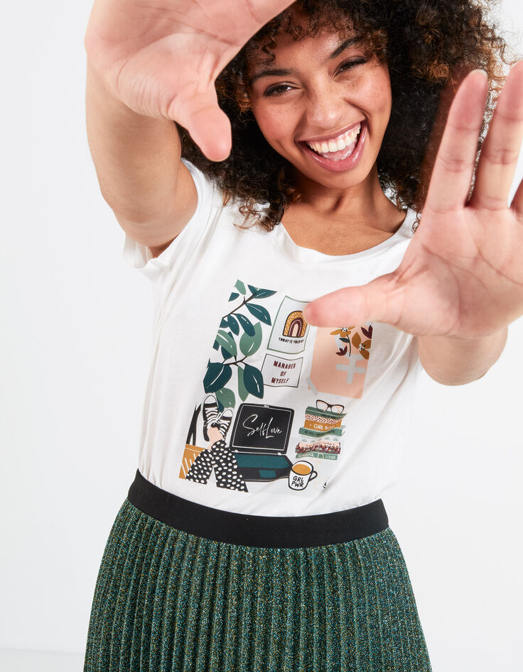 Tee-shirt blanc cassé bio visuel bureau I.Code -1